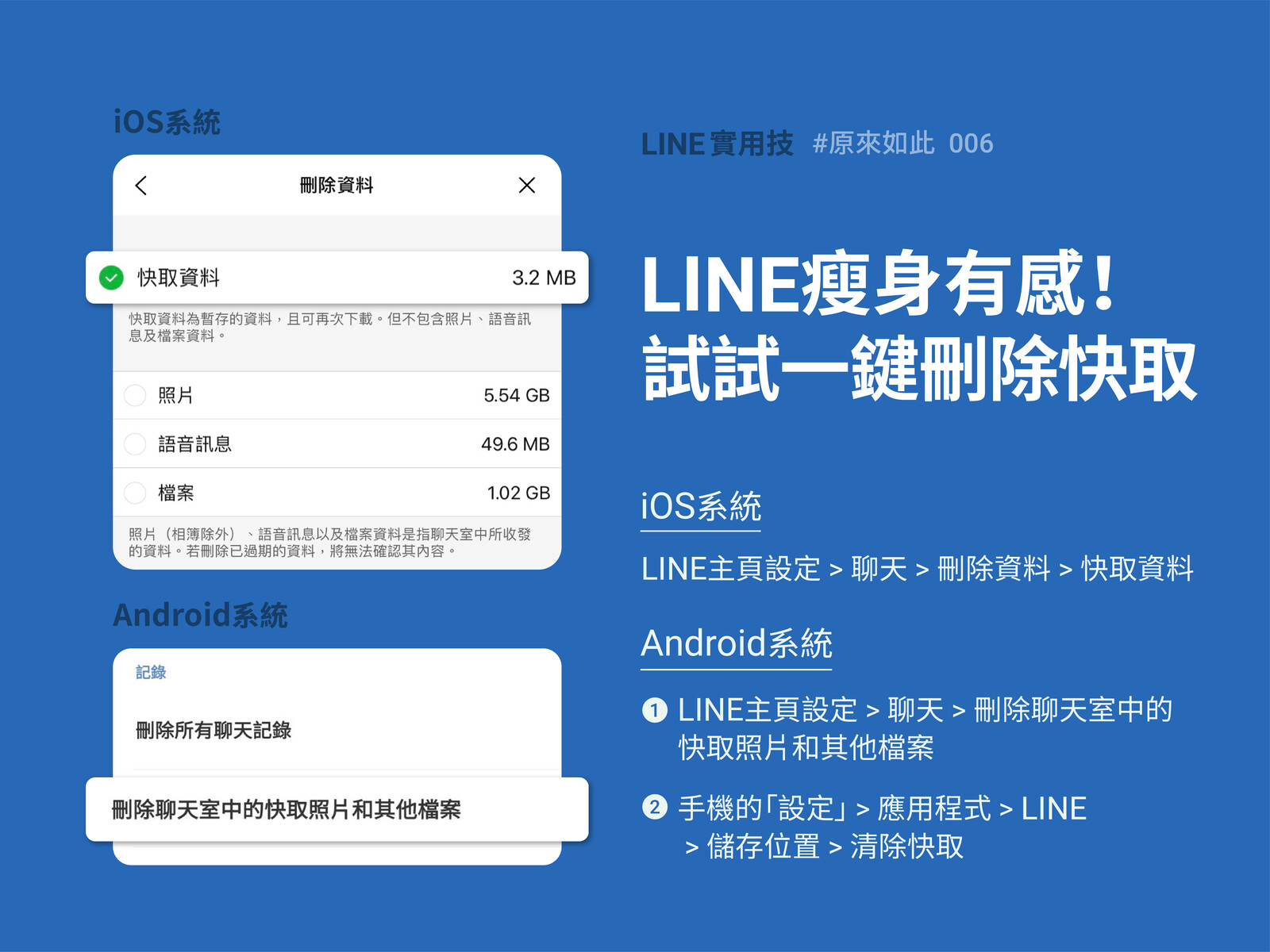  一鍵刪除快取，輕鬆幫助LINE減肥成功！