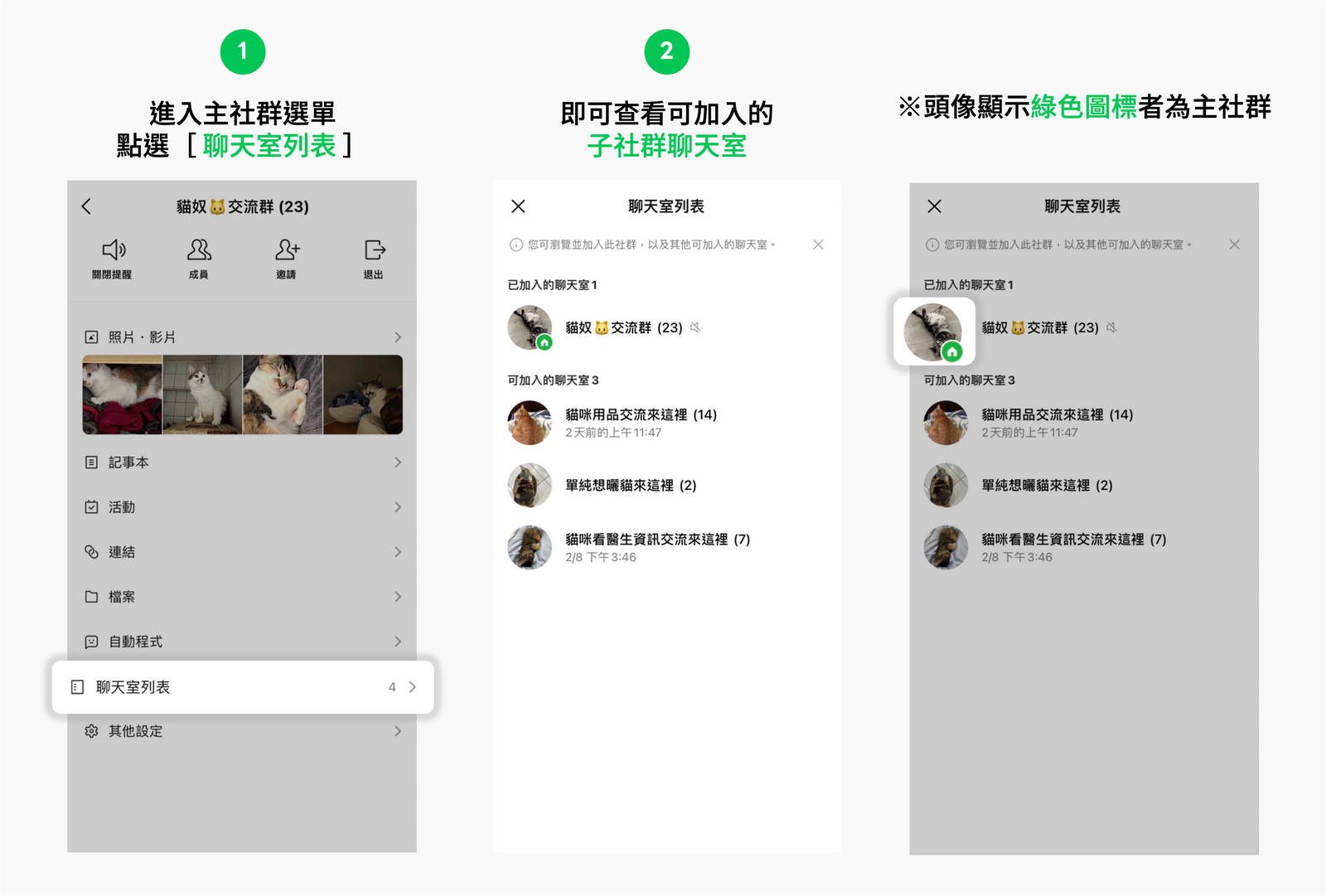 LINE社群－子社群聊天室 功能介紹
