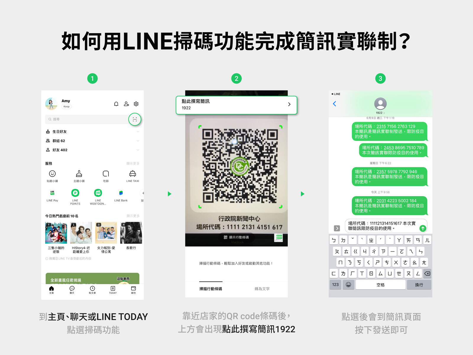 新登場！LINE掃碼功能開放支援簡訊實聯制